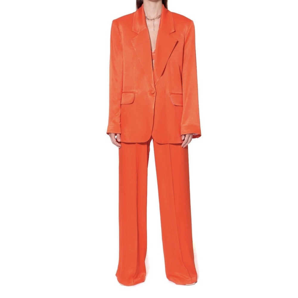 AGGI Bellamy Satin Nasturtium Blazer in Orange silk womens sizs medium New W/Tag - Picture 2 of 8